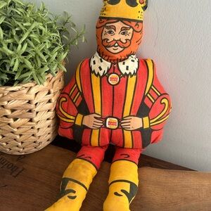 Vintage 1970's Burger King "THE KING" 13 Inch Stuffed Plush Toy Pillow Doll
